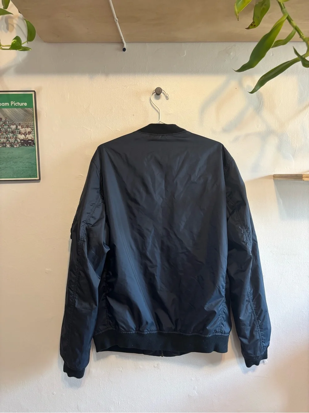 UNILQO Men's Large Navy Bomber Jacket - Lightweight Zip Front